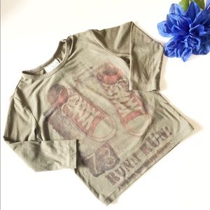 BLU 3T “RUN!! RUN!” OLIVE GREEN LONG SLEEVE SHIRT